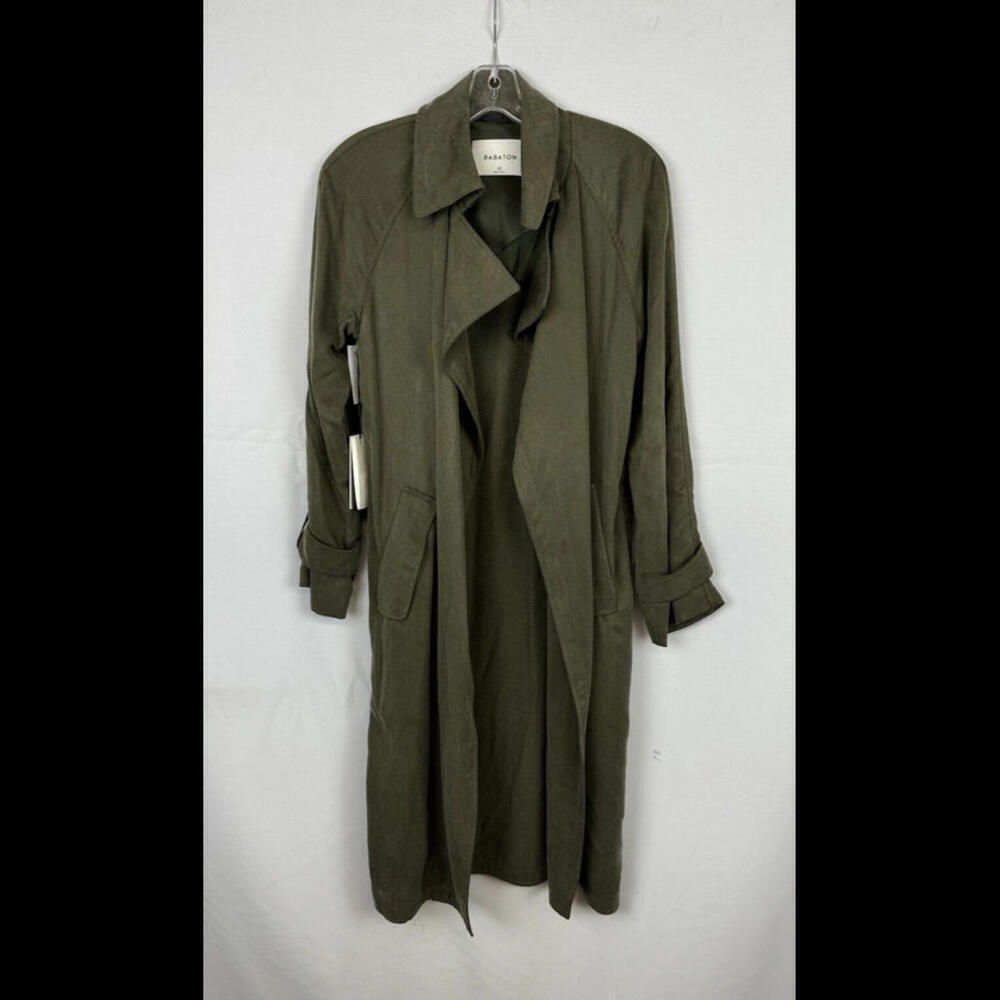 Babaton Lawson Open Trench Coat Monterey Green Size XS